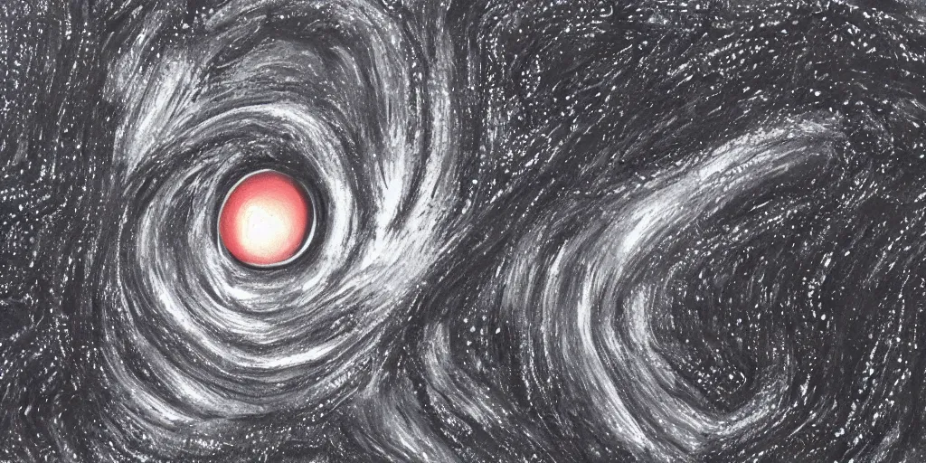 Image similar to one colored black hole in the center with space around it , photorealistic, hyperrealism, high detail