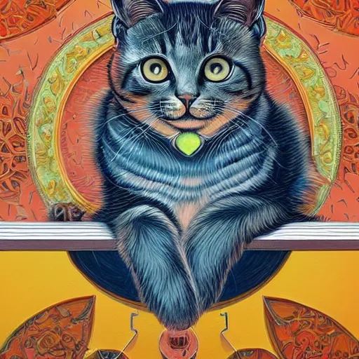 Prompt: Schroedinger's CatBy Casey Weldon and Martine Johana, rich colors, intricate, elegant, highly detailed, centered, digital painting, artstation, concept art, smooth, sharp focus, illustration