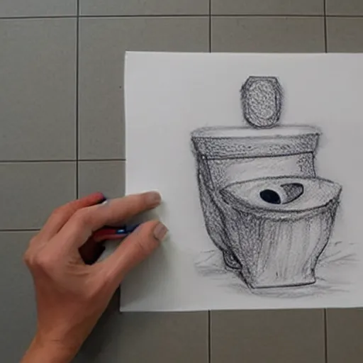 Prompt: drawing on toilet paper by Alexandre Van Leemput