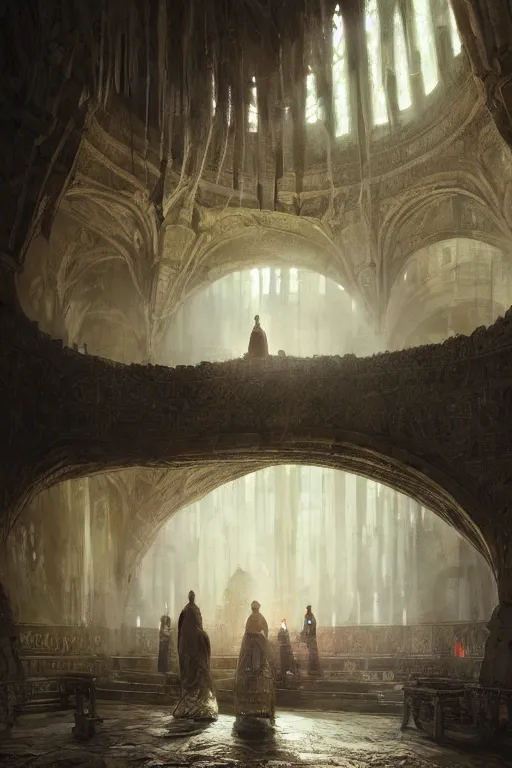 Image similar to inside king arthur castle, intricate, elegant, volumetric lighting, digital painting, highly detailed, artstation, sharp focus, illustration, concept art, ruan jia, steve mccurry