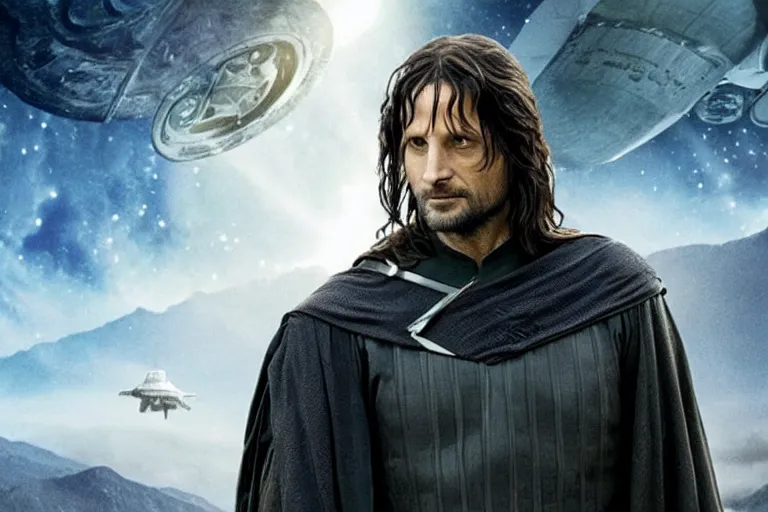 Image similar to Aragorn is the captain of the starship Enterprise in the new Star Trek movie