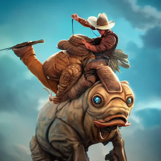 Prompt: a cowboy riding a tardigrade , made by Stanley Artgerm Lau, WLOP, Rossdraws, ArtStation, CGSociety, concept art, cgsociety, octane render, trending on artstation, artstationHD, artstationHQ, unreal engine, 4k, 8k,