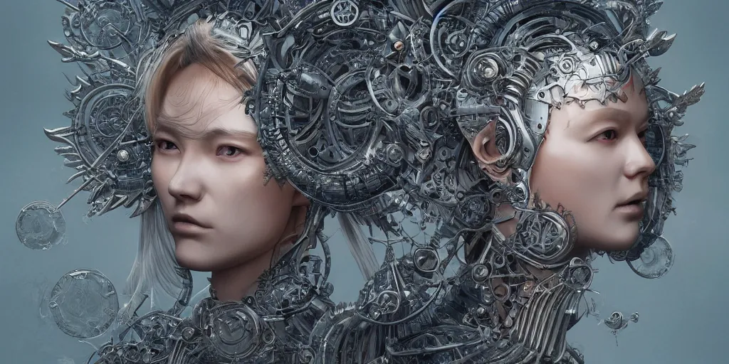 Prompt: hyperrealistic photography of a highly detailed and symmetrical gorgeous nordic female angel constructing a time machine in the style of Jin Kagetsu, James Jean and wlop, highly detailed, face symmetry, masterpiece, award-winning, sharp focus, intricate concept art, ambient lighting, 8k, artstation