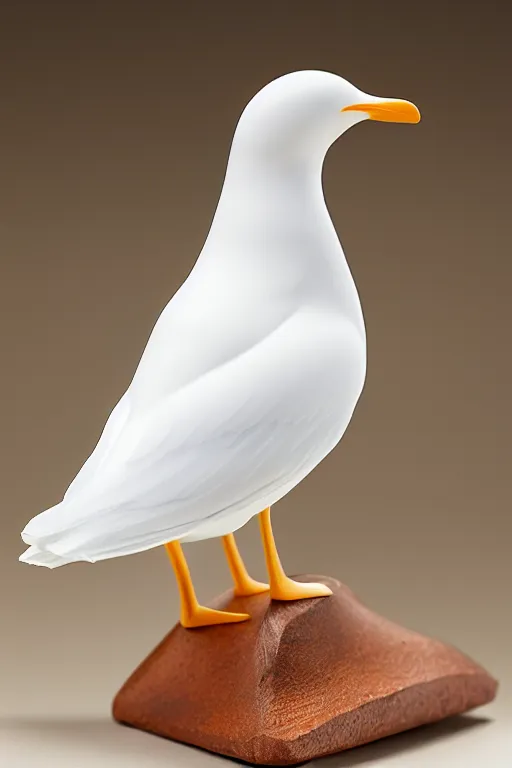 Prompt: figurine of seagull wearing an elegant summer blouse, personification!!!!!!!, embodiment of concept, symbolization, official store photo, commercial photo, featured on amiami, lovecraftian, 8 k, 8 5 mm, beautiful composition, smooth curves