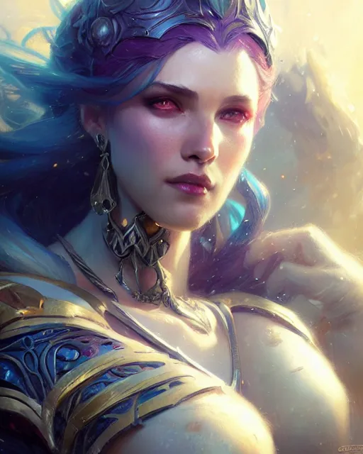 Prompt: kaisa from league of legends, character portrait, concept art, intricate details, highly detailed by greg rutkowski, gaston bussiere, craig mullins, simon bisley