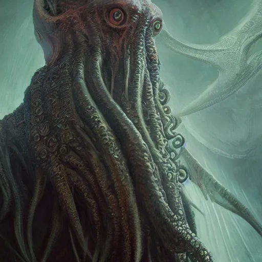 Image similar to monstrosity portrait of Cthulhu, hyperdetailed, artstation, cgsociety, by greg rutkowski, by Gustave Dore