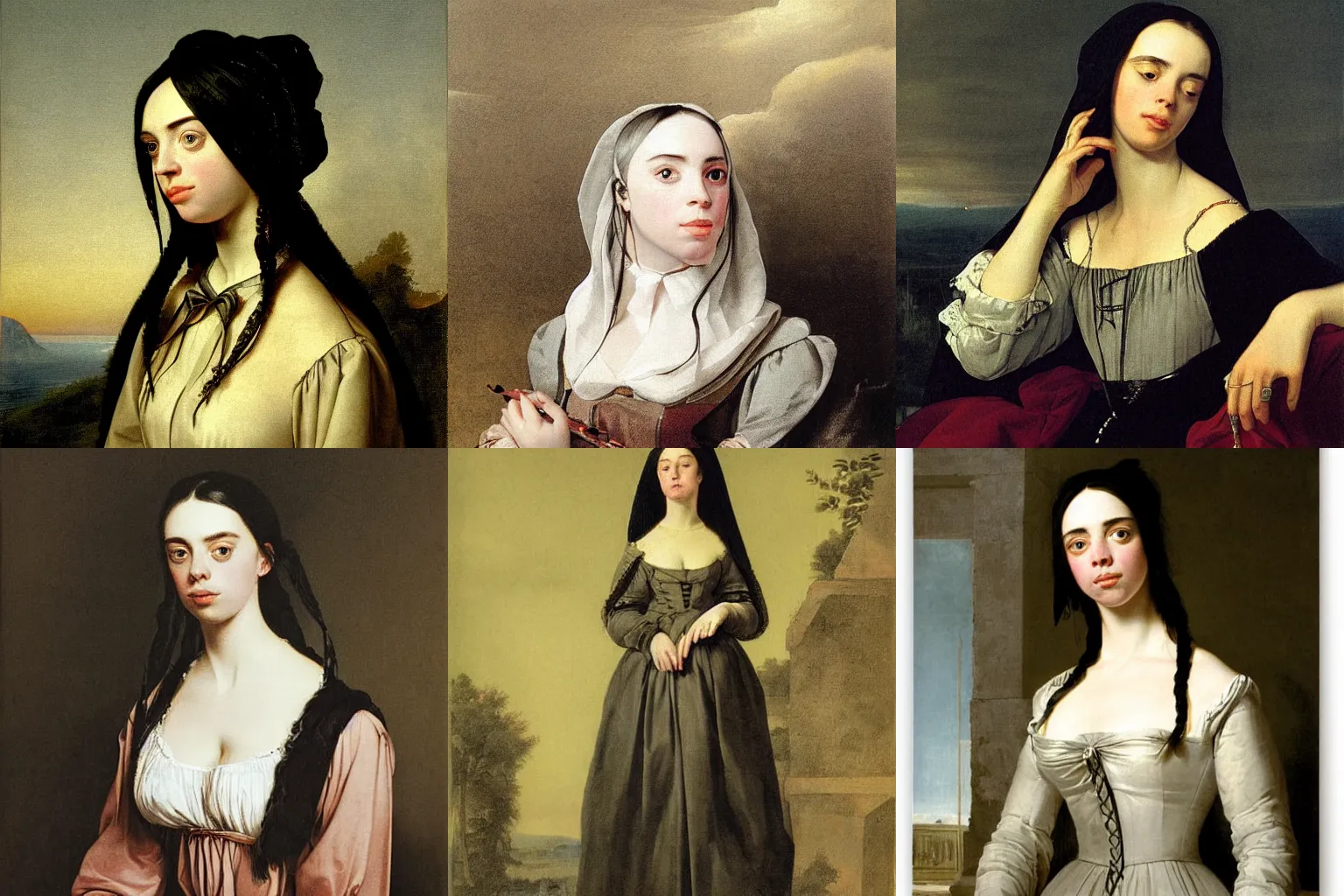 Prompt: Portrait of Billie Eilish, romantic, illustration, highly detailed, by Francesco Hayez