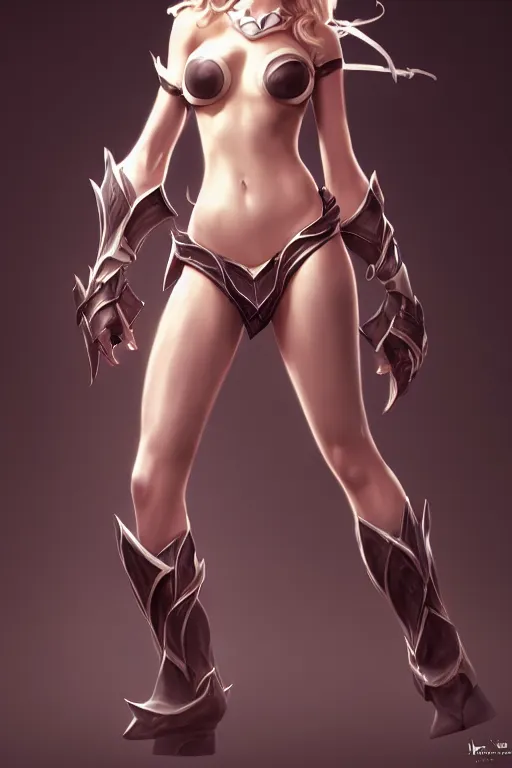 Prompt: photorealistic full body concept art in a neutral front view pose from league of legends, VI concept painting with detailed face by Ami Thompson, sharp focus, studio lighting, white ambient background, highly detailed, masterpiece,