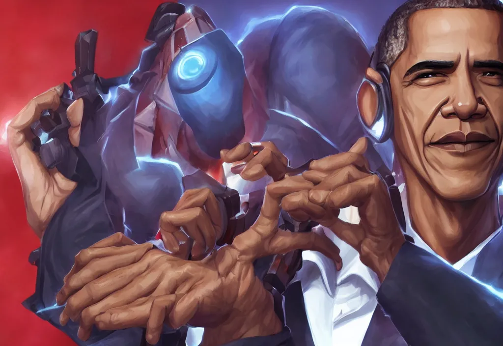 Image similar to a portrait of obama as a league of legends character