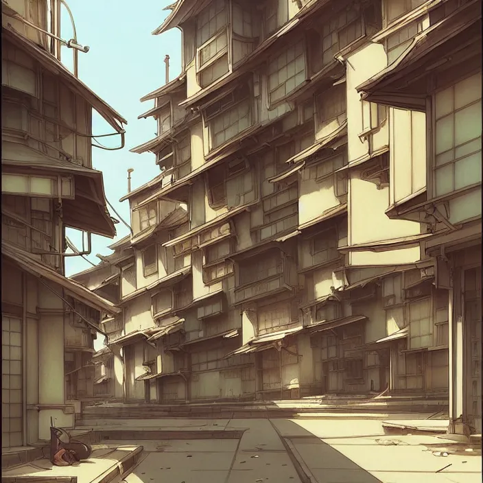 Image similar to empty tokyo neighborhood, spring, in the style of studio ghibli, j. c. leyendecker, greg rutkowski, artem