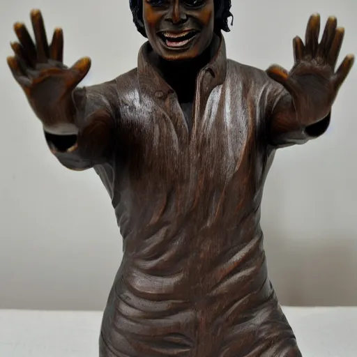 Image similar to wooden carving statue of michael jackson ebay listing
