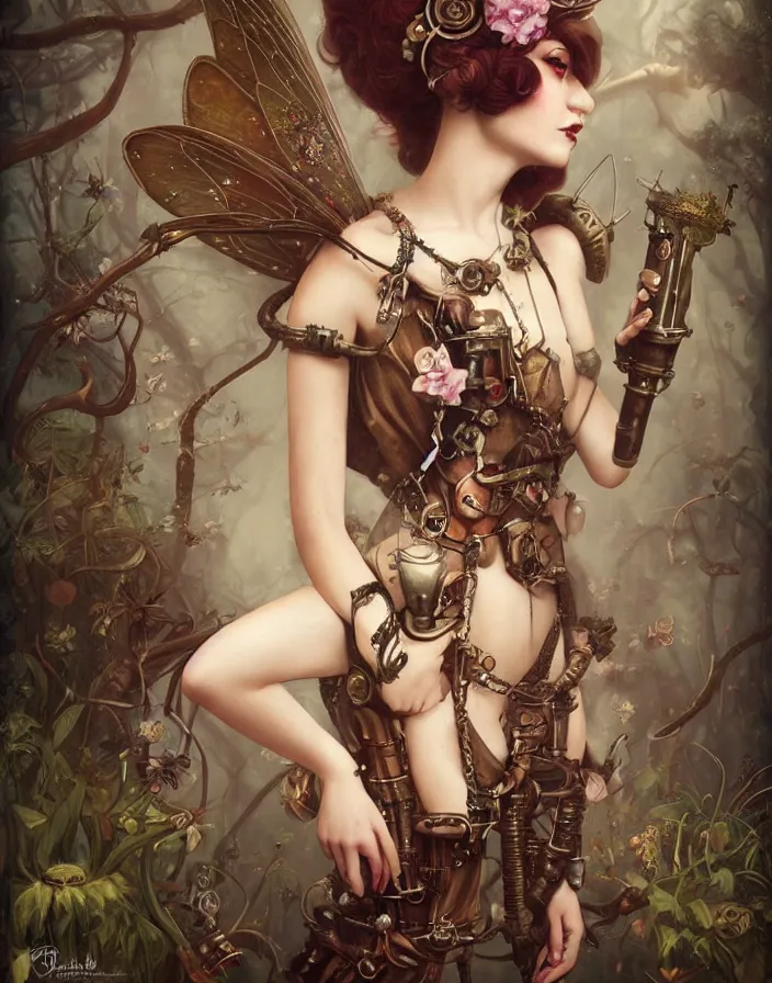 Prompt: steampunk fairy princess, by Tom Bagshaw