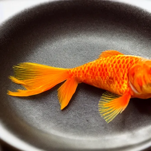 Image similar to high resolution photo of goldfish, michelin star, very tasty, food photography, instagram, trending