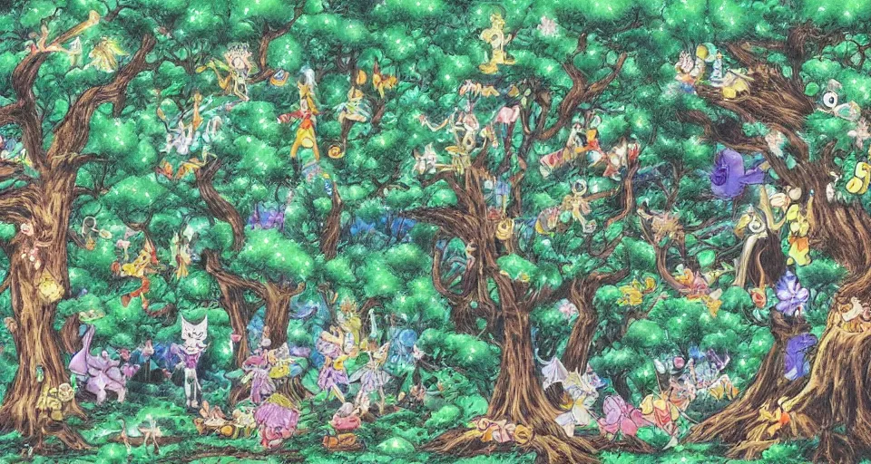 Prompt: Enchanted and magic forest, by Yoshihiro Togashi