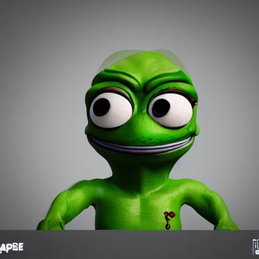 Image similar to a sadge - sad - pepe - the - ninja, looking more depressed than usual, quivering lips, fists in the air, sweat flying, cgi render, zbrush, octane, keyshot render