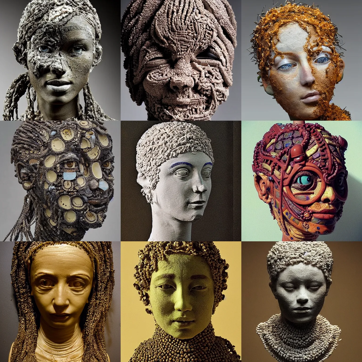 Prompt: “ an intricate and extremely detailed sculpture of a female head made of acid ”