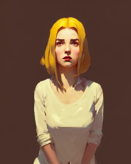 Image similar to cottagecore hyper - realistic portrait of a woman, persian daisy, by atey ghailan, by greg rutkowski, by greg tocchini, by james gilleard, by joe fenton, by kaethe butcher, dynamic lighting, gradient light yellow, brown, blonde cream and white color scheme, grunge aesthetic