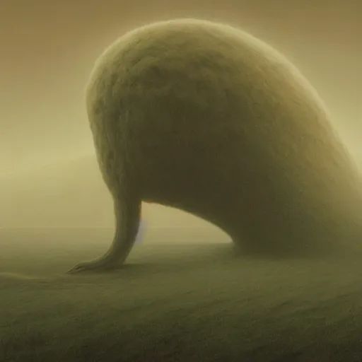 Prompt: zdzisław beksinski dust and wind monster 4 k