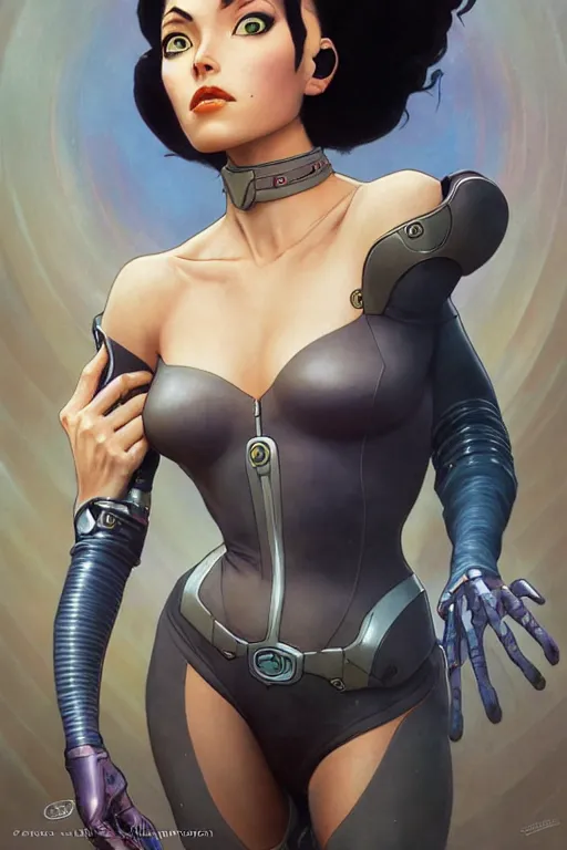 Image similar to cyborg princess tiana as aeon flux profile picture by Margaret Keane, dynamic pose, intricate, futuristic, fantasy, elegant, by Stanley Artgerm Lau, greg rutkowski, thomas kindkade, alphonse mucha, loish, norman Rockwell,