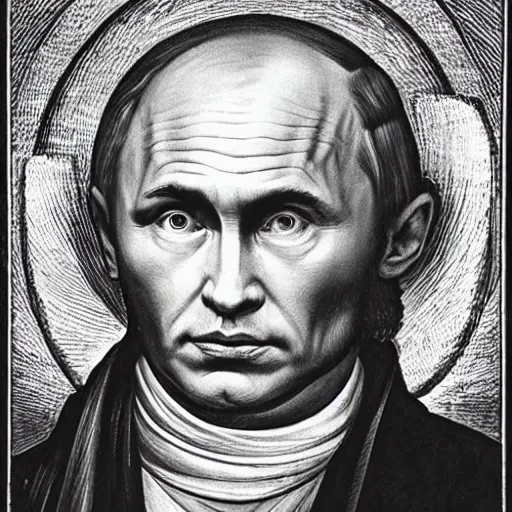 Prompt: macro head portrait centered, vision of ezekiel with vladimir putin,