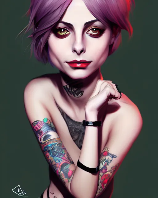 Image similar to a portrait of a beautiful willa holland as a punk, art by lois van baarle and loish and ross tran and rossdraws and sam yang and samdoesarts and artgerm, digital art, highly detailed, intricate, sharp focus, trending on artstation hq, deviantart, unreal engine 5, 4 k uhd image