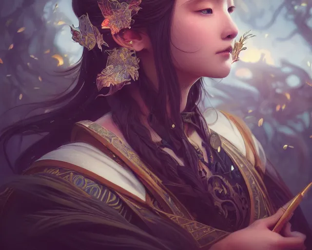 Image similar to photography of fuyuko matsui, deep focus, d & d, fantasy, intricate, elegant, highly detailed, digital painting, artstation, concept art, matte, sharp focus, illustration, hearthstone, art by artgerm and greg rutkowski and alphonse mucha