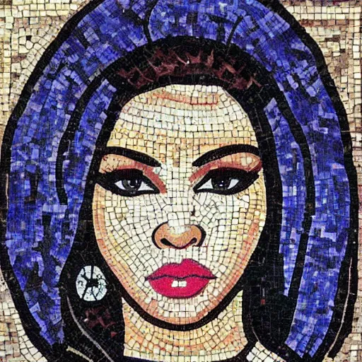 Prompt: roman mosaic of Nicki Minaj