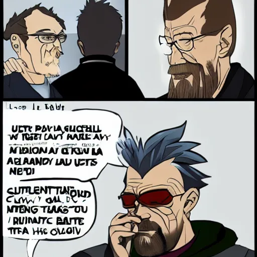 Image similar to walter white as gendo ikari, art