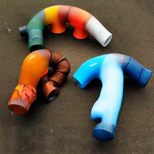 Prompt: pipe smoke shaped like different color animals