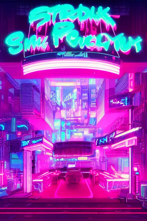 Image similar to cyberpunk synthwave strip club, pink neon lights, futuristic, cgsociety, in the style of artstation