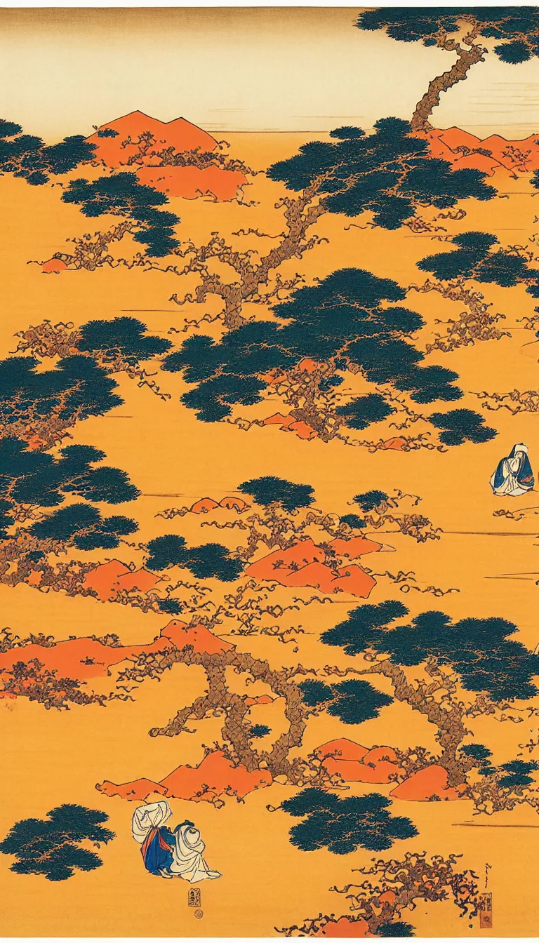 Prompt: saharan desert by hokusai