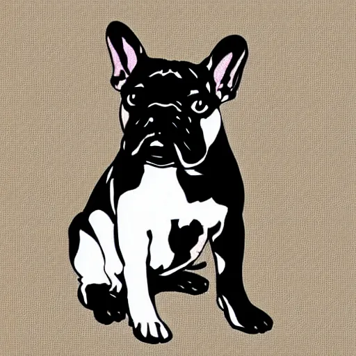 Image similar to french bulldog in japanese artstyle