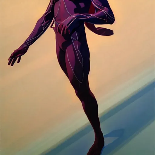 Prompt: art by joshua middleton, a tall chrome - skinned god walks the earth,