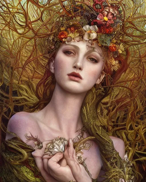 Image similar to unique non conventional beauty, surreal, fantasy, intricate, elegant, dramatic lighting, emotionally evoking symbolic metaphor, highly detailed, lifelike, photorealistic, digital painting, artstation, concept art, smooth, sharp focus, illustration, art by John Collier and Krenz Cushart and Artem Demura and Alphonse Mucha and Albert Aublet and Greg Rutkowski and John William Godward,