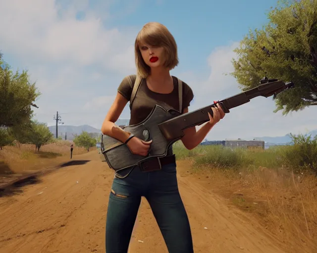 Image similar to taylor swift in pubg, sylvain sarrailh