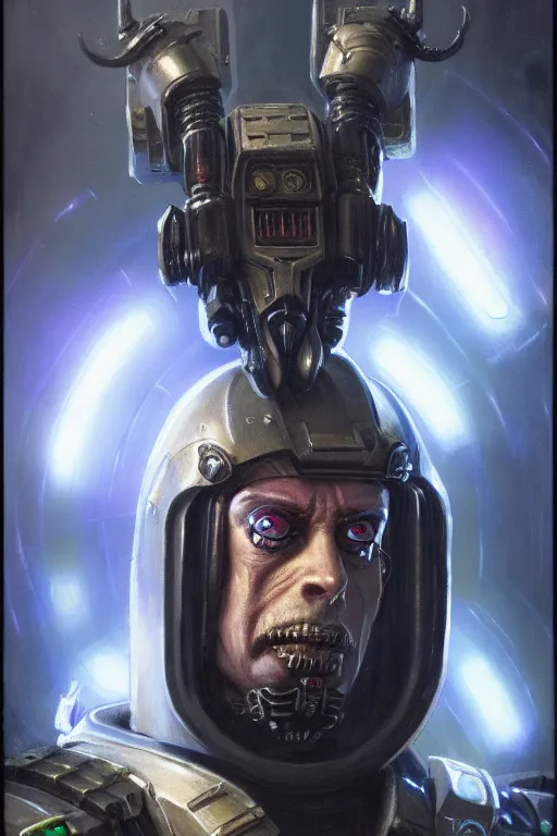 Prompt: character portrait cyberpunk warhammer 4 0 k void warper steve buscemi, character design, painting by gaston bussiere, katsuya terada, frank frazetta, tom of finland, trending on artstation