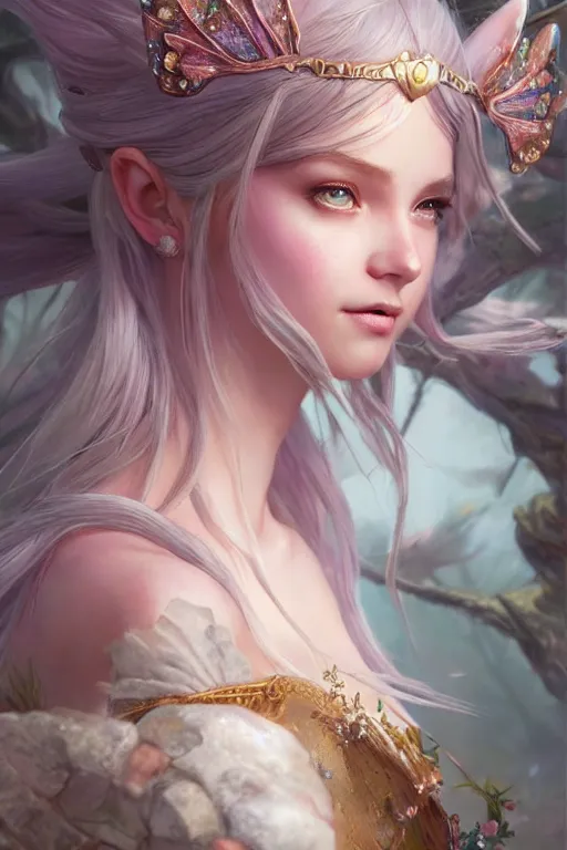 Image similar to fairy princess, highly detailed, d & d, fantasy, highly detailed, digital painting, trending on artstation, concept art, sharp focus, illustration, art by artgerm and greg rutkowski and fuji choko and viktoria gavrilenko and hoang lap