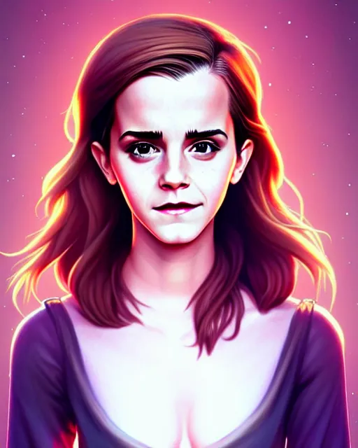 Image similar to beautiful full body Emma Watson realistic portrait, symmetrical, goofy smiling illustration by lois van baarle and loish and ross tran and rossdraws and sam yang and samdoesarts and artgerm, digital art, highly detailed, intricate, sharp focus, Trending on Artstation HQ, deviantart