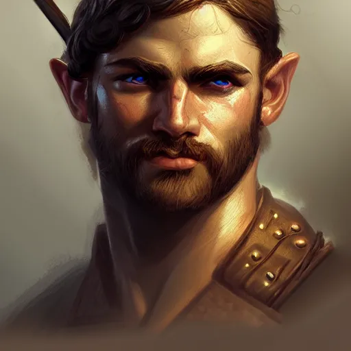 Image similar to portrait of a young rugged ranger, muscular, upper body, longsword, D&D, fantasy, intricate, cinematic lighting, highly detailed, digital painting, artstation, concept art, smooth, sharp focus, illustration