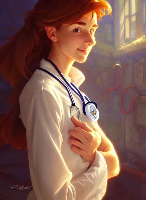 Prompt: cute doctor mason mount, natural lighting, path traced, highly detailed, high quality, digital painting, by don bluth and ross tran and studio ghibli and alphonse mucha, artgerm