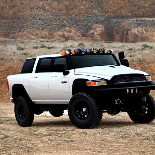 Image similar to try a dodge ram mixed with a hummer