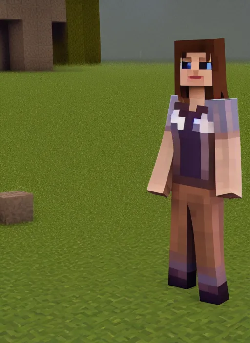 Image similar to emma watson as a player character in minecraft, detailed, rtx, 4 k resolution