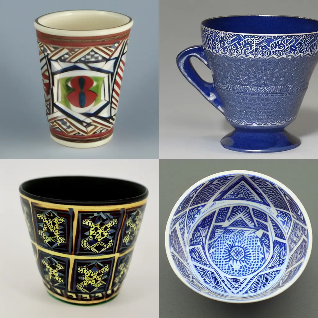 Prompt: gzhel pattern cup, photo