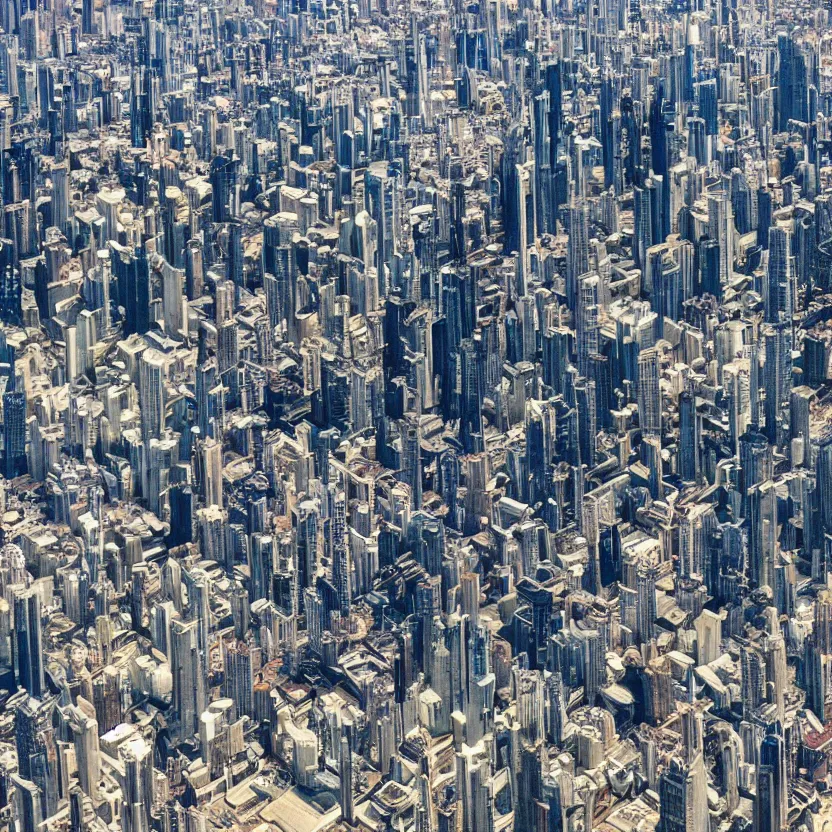 Prompt: tilt - shift photography of a huge sprawling futuristic city on venus