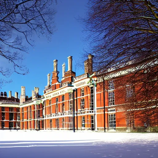 Image similar to Royal Holloway Building, winter