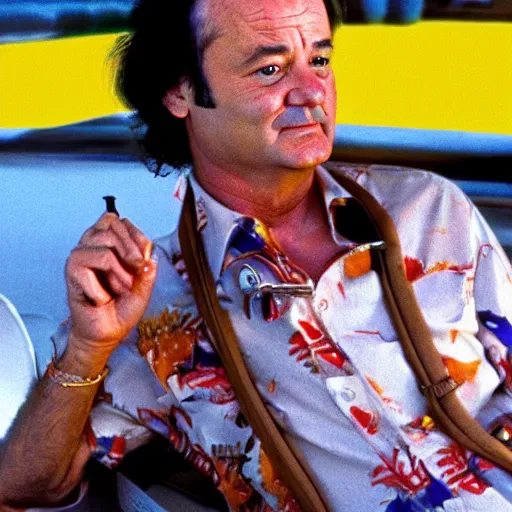 Image similar to bill murray in fear and loathing in las vegas, movie still, promotional shot