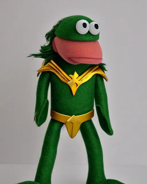 Prompt: aquaman as a muppet. highly detailed felt. realistic photo. 4 k.