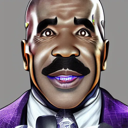 Prompt: Steve Harvey as Cyborg, digital painting, highly detailed