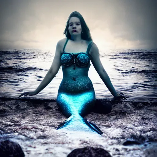 Prompt: Beautiful cinematic portrait photo of a mermaid