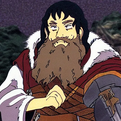 Prompt: gimli from the anime lord of the rings (1986), studio ghibli, very detailed, realistic